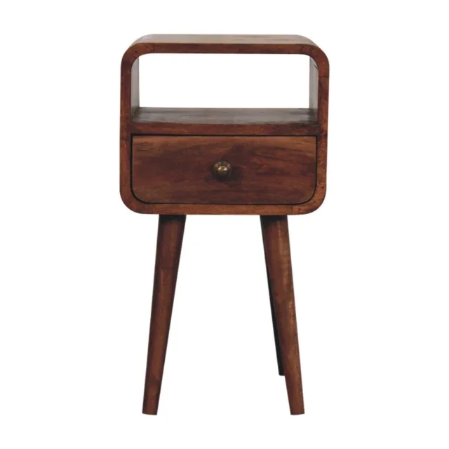 Lina Petite Curved Bedside with Open Slot — Honey Caramel — alternate view