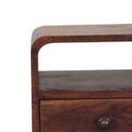 Lina Petite Curved Bedside with Open Slot — Honey Caramel — product photograph