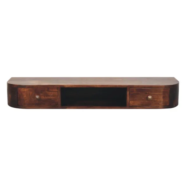 Lunar Two-Drawer Wall-Mounted Console — Chestnut · 110 × 15 cm — alternate view