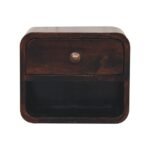 Walden Petite Curved Walnut Wall-Mounted Bedside with Open Slot — California Walnut — product photograph
