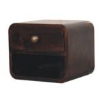 Walden Petite Curved Walnut Wall-Mounted Bedside with Open Slot — California Walnut — product photograph