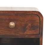 Walden Petite Curved Walnut Wall-Mounted Bedside with Open Slot — California Walnut — product photograph