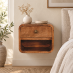 Forma Petite Wall-Mounted Bedside with Open Slot — Honey Caramel — styled interior