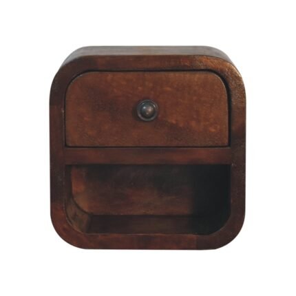 Lina Mini Floating Bedside with Lower Shelf — Chestnut