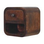 Lina Petite Curved Bedside with Open Slot — Chestnut — product photograph