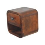 Lina Petite Curved Bedside with Open Slot — Chestnut — product photograph