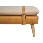 Forma Bouclé Buffalo Hide Tan Leather Bench — Natural — product photograph
