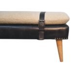 Forma Bouclé Buffalo Hide Black Leather Bench — Natural — product photograph