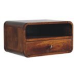 Lina Large Curve Upper Slot Floating Bedside — Chestnut — product photograph