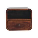 Lina Petite Wall-Mounted Curved Bedside with Open Slot — Chestnut — product photograph