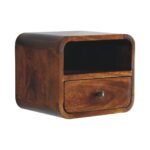 Lina Petite Wall-Mounted Curved Bedside with Open Slot — Chestnut — product photograph