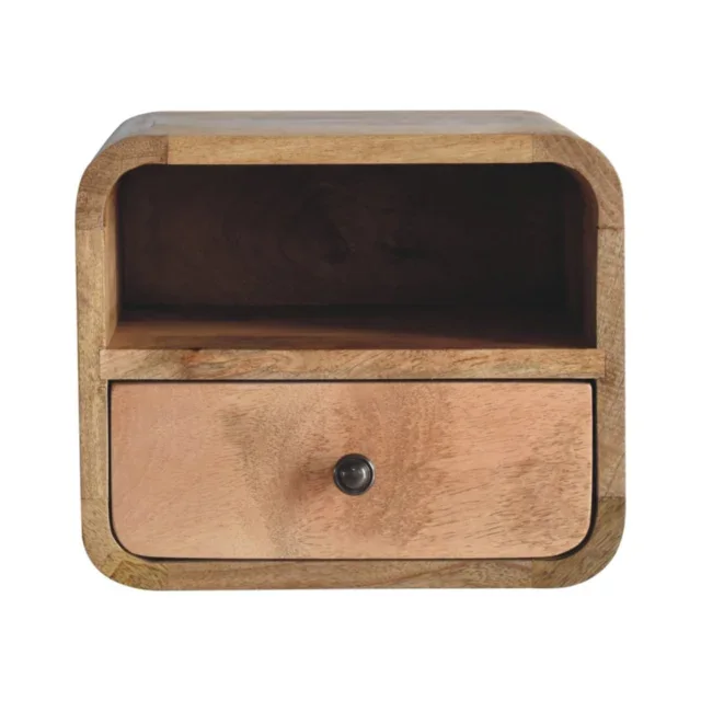 Lina Petite Floating Bedside with Upper Shelf — Natural — alternate view
