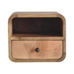 Lina Petite Wall-Mounted Curved Bedside with Open Slot — Natural — product photograph