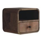Lina Petite Wall-Mounted Curved Bedside with Open Slot — Natural — product photograph