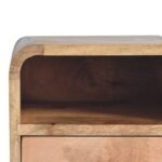 Lina Petite Wall-Mounted Curved Bedside with Open Slot — Natural — product photograph