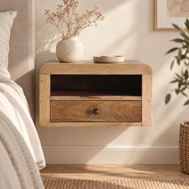Forma Chunky Floating Bedside — Natural — styled interior