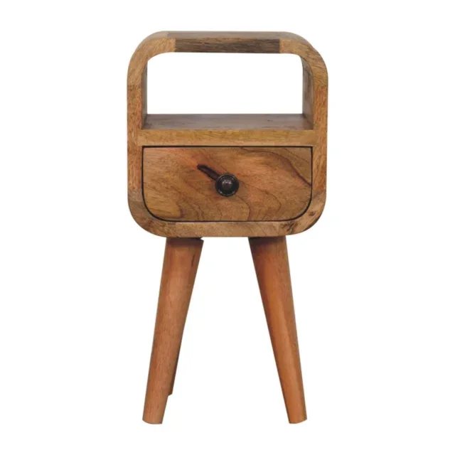 Lina Mini Bedside with Upper Shelf — Natural — alternate view