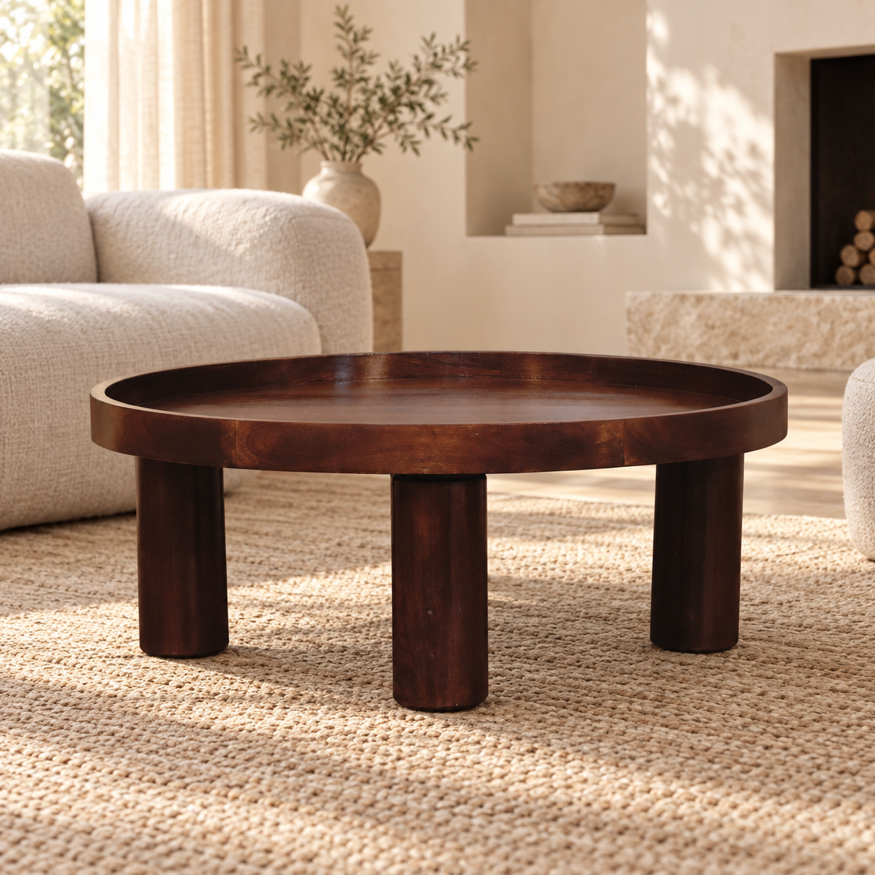 Forma Crescent Coffee Table — Chestnut — styled interior