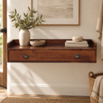 Berg Wall-Mounted Console Shelf — Chestnut — styled interior