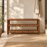 Regency Woven Shoe Rack — Chestnut — styled interior