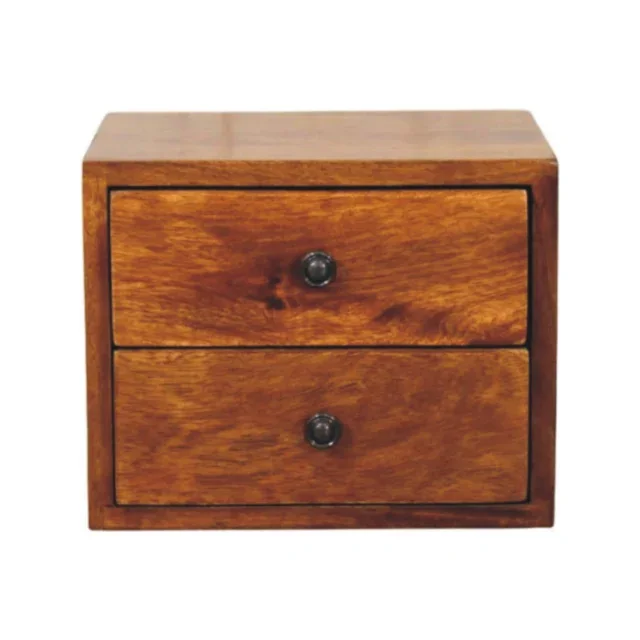 Solis Two-Drawer Wall-Mounted Bedside — Chestnut — alternate view