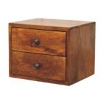 Solis Two-Drawer Wall-Mounted Bedside — Chestnut — product photograph