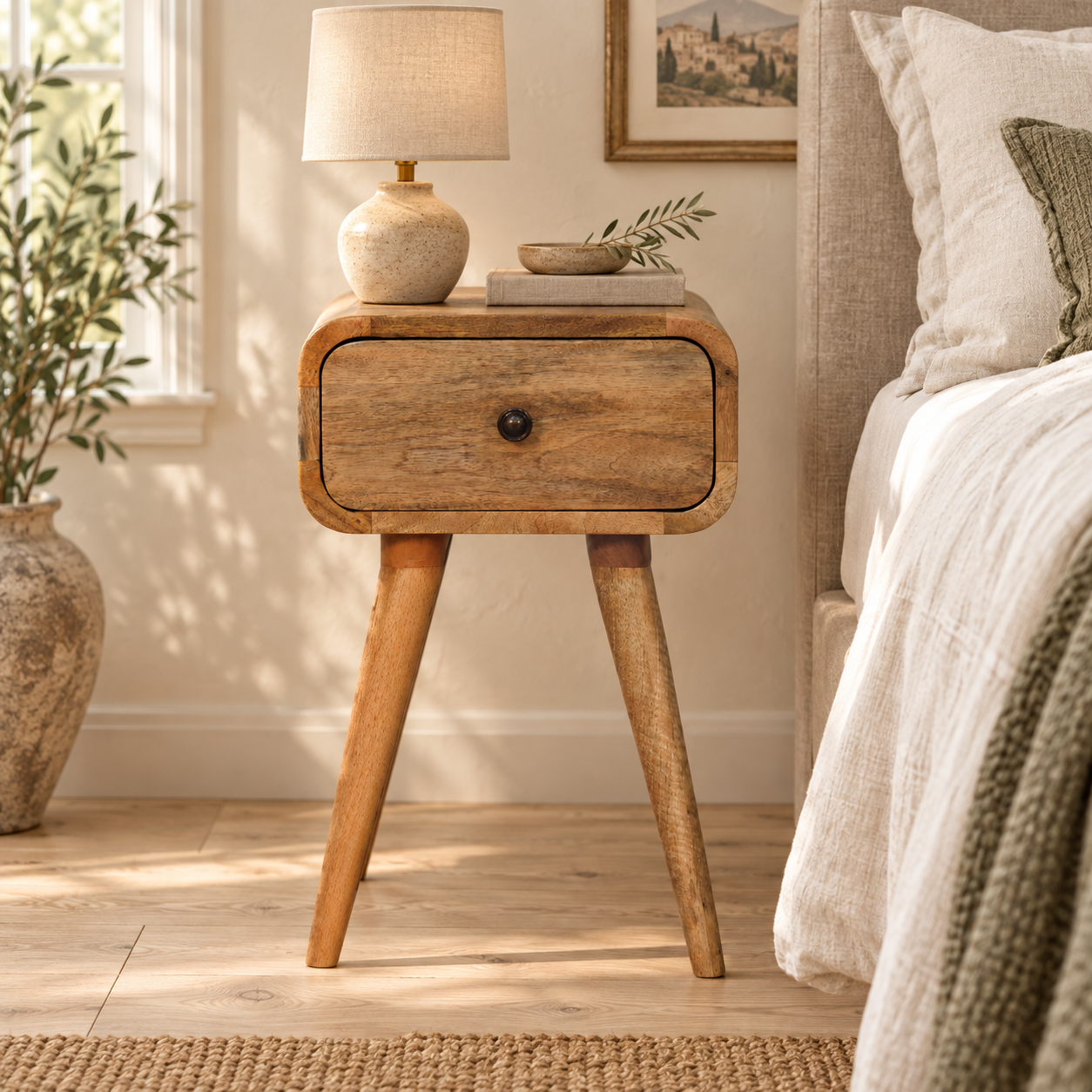Avora Petite Bedside — Natural — styled interior