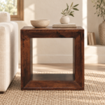 Walden Solis Open Walnut Side Table — California Walnut — styled interior