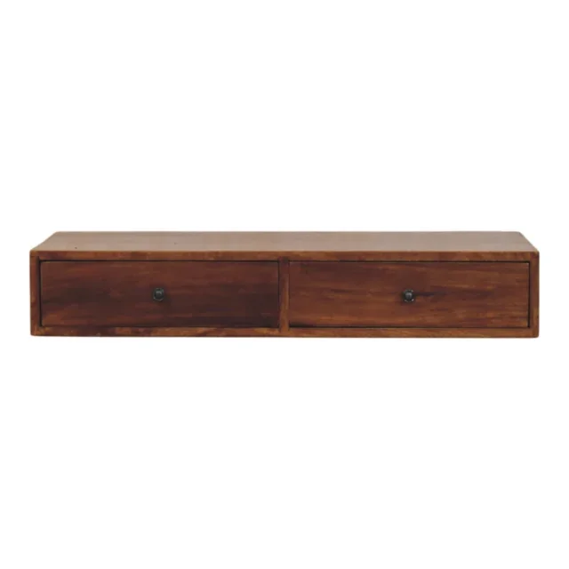 Lunar Two-Drawer Wall-Mounted Console — Chestnut · 88 × 15 cm — alternate view