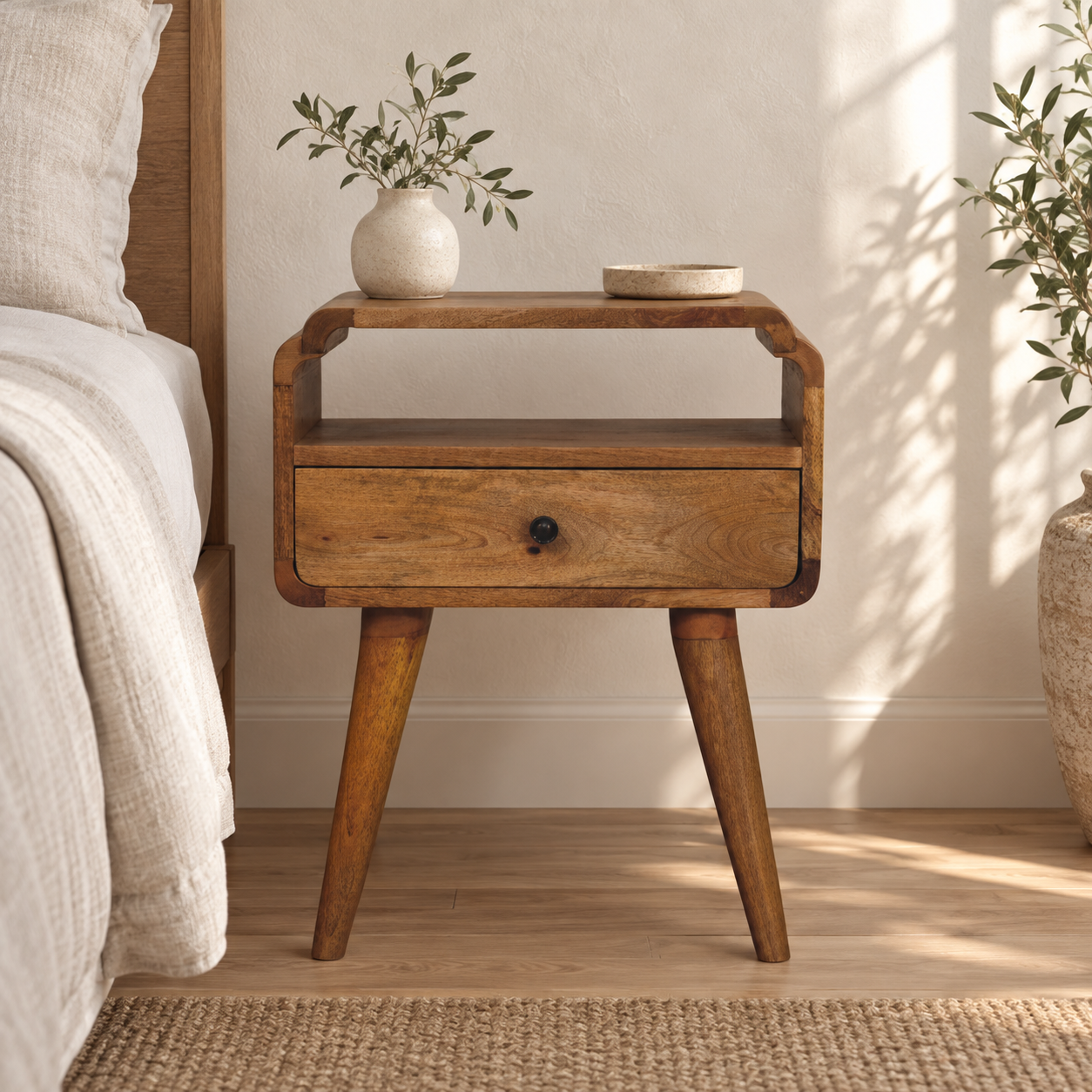 Norr Bedside — Natural in a styled interior