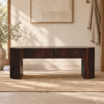 Forma Fluted Bench — Velvet Mocha — styled interior