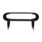 Lina Curved Edge Media with Brass Accents — Velvet Mocha — product photograph