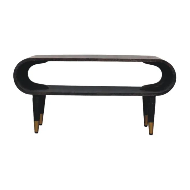 Lina Curved Edge Media with Brass Accents — Velvet Mocha — alternate view
