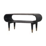 Lina Curved Edge Media with Brass Accents — Velvet Mocha — product photograph