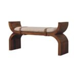 Lina Stirrup Curve Bench — Amber Oak — product photograph