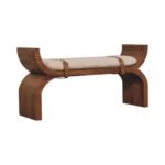 Lina Stirrup Curve Bench — Amber Oak — product photograph