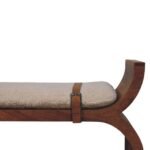 Lina Stirrup Curve Bench — Amber Oak — product photograph