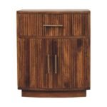 Lina Solid Wood Curved Ribbed Bedside with Drawer — Amber Oak — product photograph