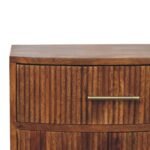 Lina Solid Wood Curved Ribbed Bedside with Drawer — Amber Oak — product photograph