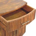 Lina Solid Wood Curved Ribbed Bedside with Drawer — Amber Oak — product photograph