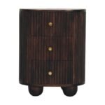 Lina Curved Fluted Three-Drawer Bedside — Velvet Mocha — product photograph