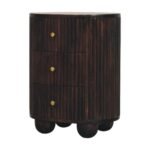 Lina Curved Fluted Three-Drawer Bedside — Velvet Mocha — product photograph
