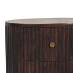 Lina Curved Fluted Three-Drawer Bedside — Velvet Mocha — product photograph