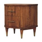 Forma Ribbed Bedside with Brass Accents — Amber Oak — product photograph