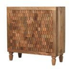 Klint Carved Block Cabinet — Golden Teak — product photograph