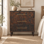 Klint Carved Drawer Chest — Velvet Mocha — styled interior