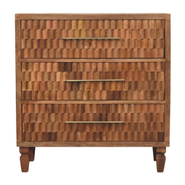 Klint Carved Storage Chest — Golden Teak — alternate view