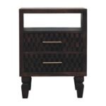 Klint Carved Bedside Table — Velvet Mocha — product photograph