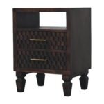 Klint Carved Bedside Table — Velvet Mocha — product photograph