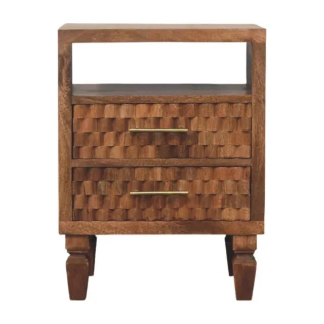 Klint Carved Open-Shelf Bedside — Golden Teak — alternate view